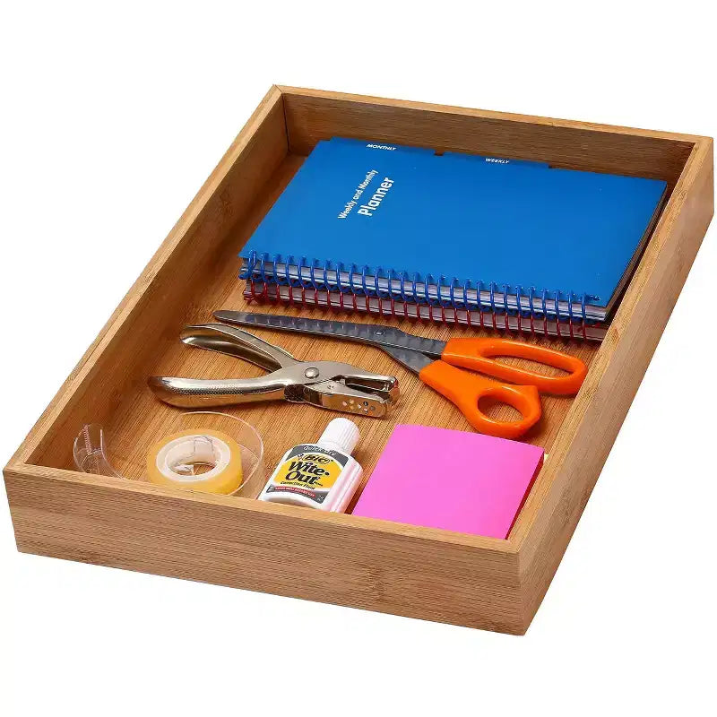 Boîte de rangement en bambou pour tiroir de cuisine, tiroir fourre-tout, bureau, chambre à coucher, chambre d'enfant, artisanat, couture et salle de bain, lot de 12