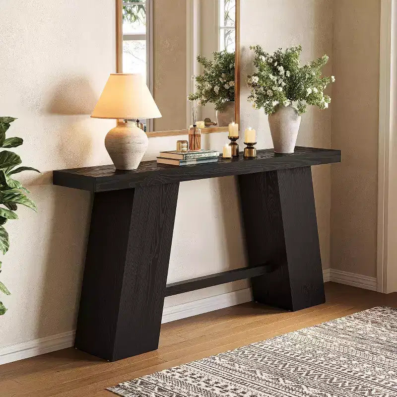 Lantine Table console noire de 70,8 pouces de long pour entrée, table de canapé étroite et moderne pour entrée, couloir, salon