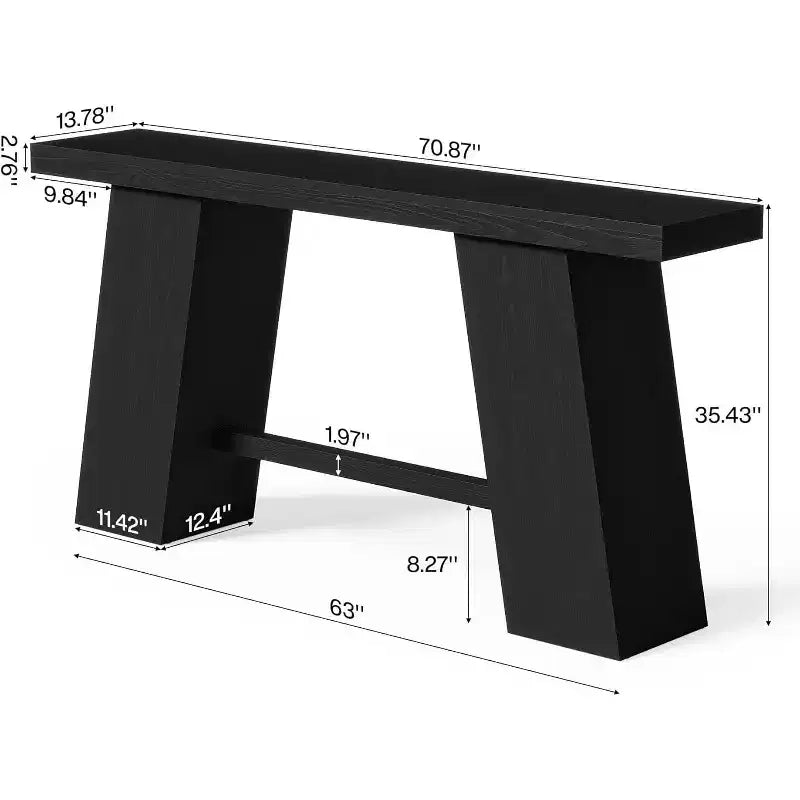 Lantine Table console noire de 70,8 pouces de long pour entrée, table de canapé étroite et moderne pour entrée, couloir, salon