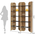 Bibliothèque Lantine à 5 niveaux, étagère double de 180 cm de haut avec étagères ouvertes, bibliothèque autoportante pour bureau à domicile, salon