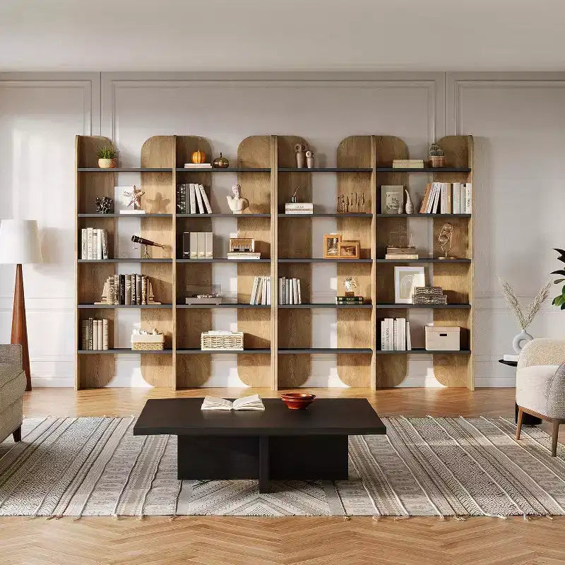 Bibliothèque Lantine à 5 niveaux, étagère double de 180 cm de haut avec étagères ouvertes, bibliothèque autoportante pour bureau à domicile, salon