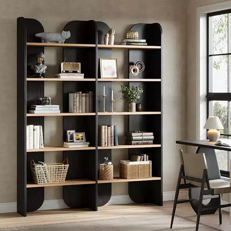 Bibliothèque Lantine à 5 niveaux, étagère double de 180 cm de haut avec étagères ouvertes, bibliothèque autoportante pour bureau à domicile, salon