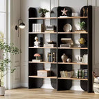 Bibliothèque Lantine à 5 niveaux, étagère double de 180 cm de haut avec étagères ouvertes, bibliothèque autoportante pour bureau à domicile, salon