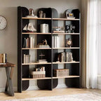 Bibliothèque Lantine à 5 niveaux, étagère double de 180 cm de haut avec étagères ouvertes, bibliothèque autoportante pour bureau à domicile, salon