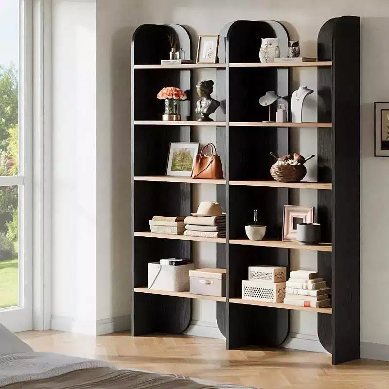 Bibliothèque Lantine à 5 niveaux, étagère double de 180 cm de haut avec étagères ouvertes, bibliothèque autoportante pour bureau à domicile, salon