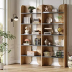 Bibliothèque Lantine à 5 niveaux, étagère double de 180 cm de haut avec étagères ouvertes, bibliothèque autoportante pour bureau à domicile, salon