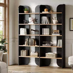 Bibliothèque Lantine à 5 niveaux, étagère double de 180 cm de haut avec étagères ouvertes, bibliothèque autoportante pour bureau à domicile, salon
