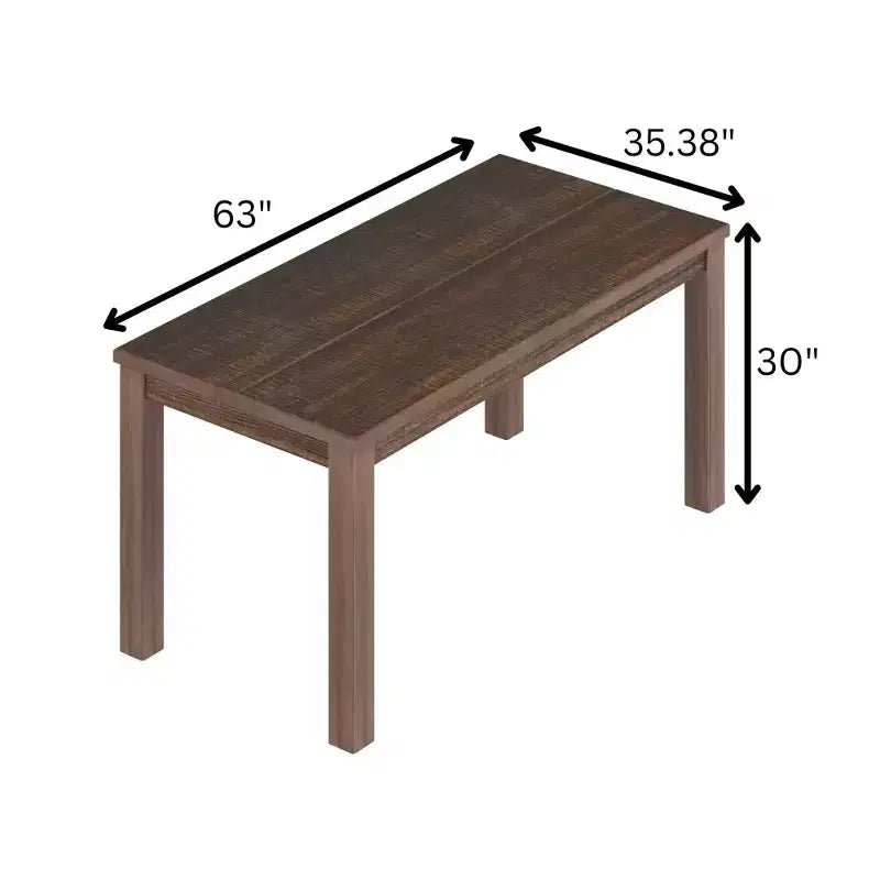 Table à manger rectangulaire en bois massif de 160 cm, pour 6 personnes, avec pieds en bois pour salle à manger et salon