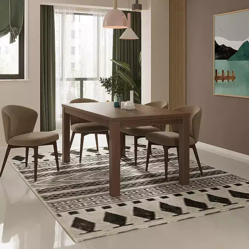 Table à manger rectangulaire en bois massif de 160 cm, pour 6 personnes, avec pieds en bois pour salle à manger et salon