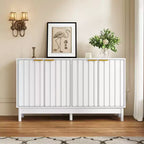 Buffet de cuisine de 140 cm avec rangement, buffet cannelé avec portes et étagères réglables, console en bois, meuble bar à café