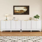 Buffet de cuisine de 140 cm avec rangement, buffet cannelé avec portes et étagères réglables, console en bois, meuble bar à café