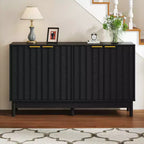 55 Buffet Cabinet with Storage, Fluted Sideboard with Doors and Adjustable Shelves, Wood Credenzas Console Table, Coffee Bar Cabinet
