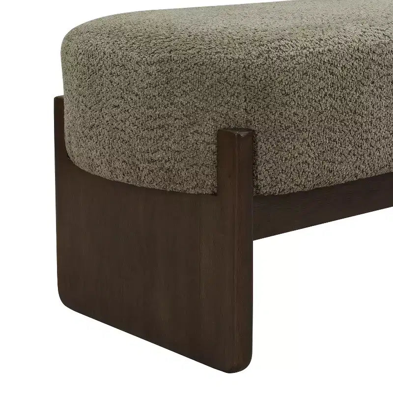 Pouffe en fil bouclé rembourré en hévéa moderne Arabella 64