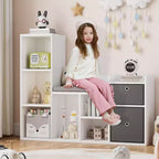 Étagère à livres pour enfants avec rangement de jouets, bibliothèque pour enfants avec siège rembourré – Coin lecture et organiseur de rangement 3-en-1, 112 cm de large pour salle de jeux