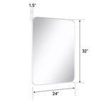 Miroir de salle de bain, Miroir de courtoisie rectangulaire arrondi pour lavabo, Miroir mural, Verre trempé HD et cadre en aluminium antirouille