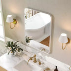 Miroir de salle de bain, Miroir de courtoisie rectangulaire arrondi pour lavabo, Miroir mural, Verre trempé HD et cadre en aluminium antirouille
