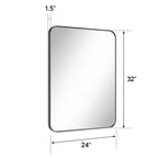 Miroir de salle de bain, Miroir de courtoisie rectangulaire arrondi pour lavabo, Miroir mural, Verre trempé HD et cadre en aluminium antirouille