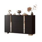 Commode à 6 tiroirs, commode en bois avec poignée en métal, armoire de rangement miroir pour chambre à coucher