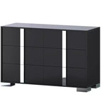 Commode à 6 tiroirs, commode en bois avec poignée en métal, armoire de rangement miroir pour chambre à coucher