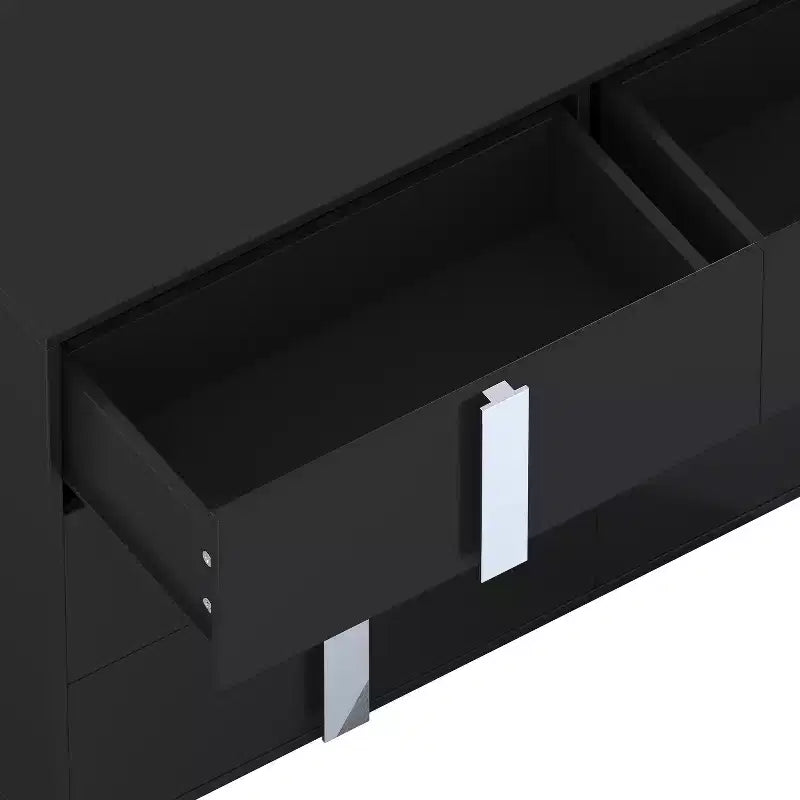 Commode à 6 tiroirs, commode en bois avec poignée en métal, armoire de rangement miroir pour chambre à coucher