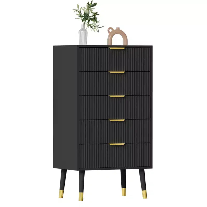 5 Drawer Dresser for Bedroom, Modern Closet Dressers Chest of Drawers, Storage Chest Cabinet Organizer Unit, Small Fluted Nightstand for Bedroom
