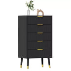 5 Drawer Dresser for Bedroom, Modern Closet Dressers Chest of Drawers, Storage Chest Cabinet Organizer Unit, Small Fluted Nightstand for Bedroom