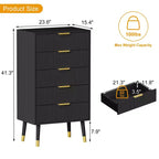 Commode à 5 tiroirs pour chambre à coucher, commode de chambre moderne, commode de rangement, meuble de rangement, petite table de chevet cannelée pour chambre à coucher