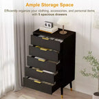 Commode à 5 tiroirs pour chambre à coucher, commode de chambre moderne, commode de rangement, meuble de rangement, petite table de chevet cannelée pour chambre à coucher