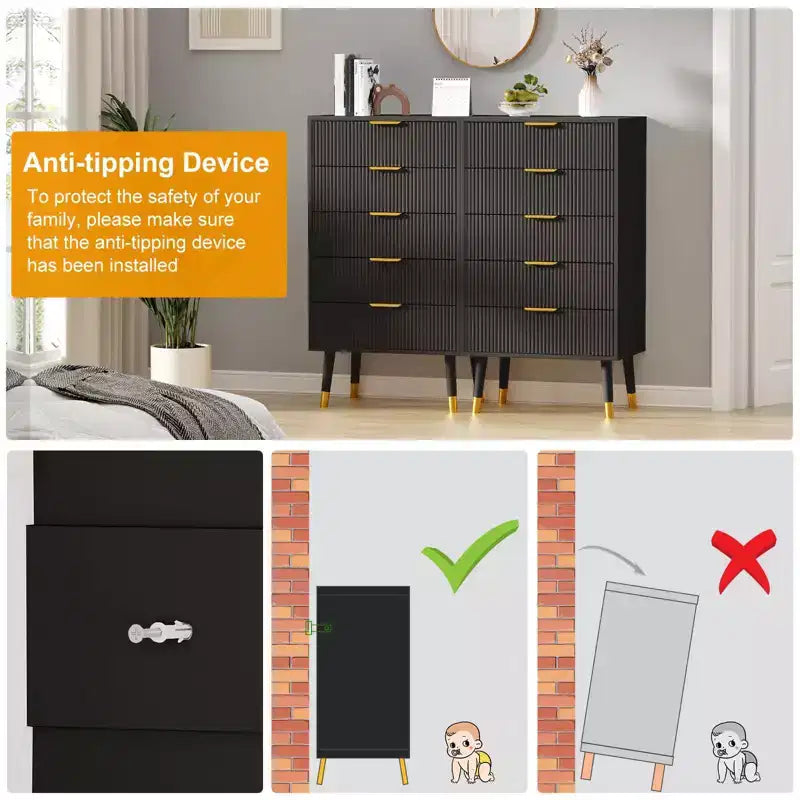 Commode à 5 tiroirs pour chambre à coucher, commode de chambre moderne, commode de rangement, meuble de rangement, petite table de chevet cannelée pour chambre à coucher