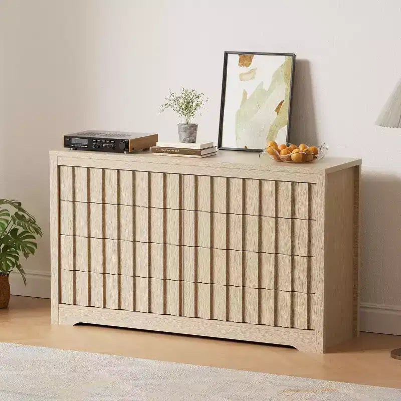 8-Drawer Fluted Dresser - Handleless Design with Deep Storage for Bedroom & Living Room