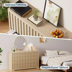 Commode cannelée à 8 tiroirs - Design sans poignée avec rangement profond pour chambre et salon
