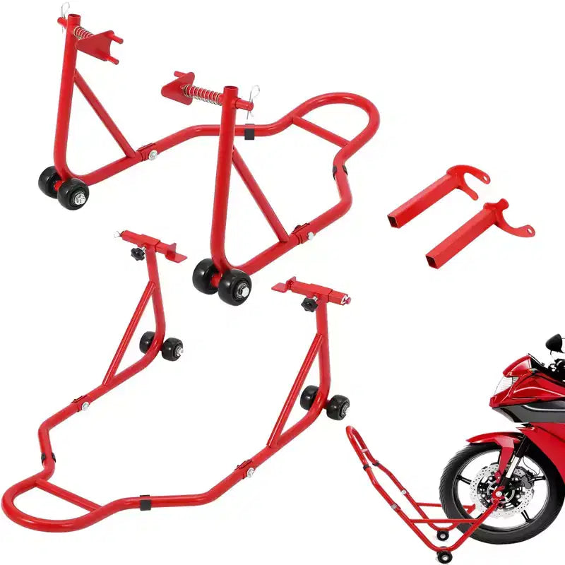 Béquille de moto, lève-moto robuste de 385 kg avec roues - Support avant et arrière réglable pour tous les modèles