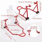 Béquille de moto, lève-moto robuste de 385 kg avec roues - Support avant et arrière réglable pour tous les modèles