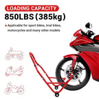 Béquille de moto, lève-moto robuste de 385 kg avec roues - Support avant et arrière réglable pour tous les modèles