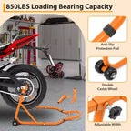 Béquille de moto, lève-moto robuste de 385 kg avec roues - Support avant et arrière réglable pour tous les modèles