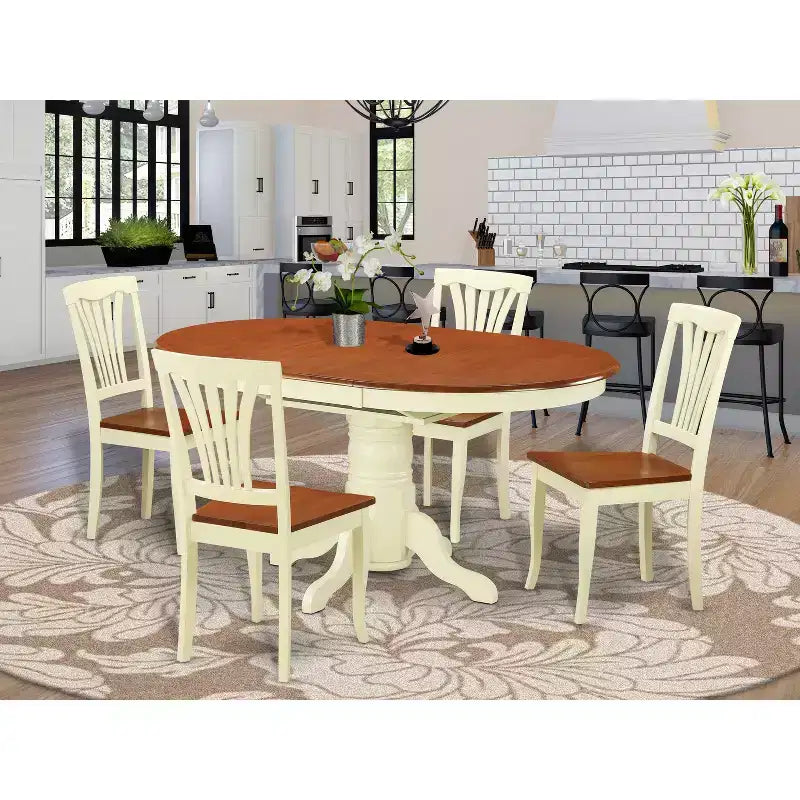 HomeStock Belmont 5-Piece Dining Room Table Set, White
