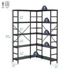 Étagère d'angle à 5 niveaux, étagères industrielles, bibliothèque haute en forme de L avec rangement et cadre en métal robuste pour chambre et salon