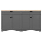 Meuble TV de ferme avec 2 tiroirs pour téléviseurs jusqu'à 70 pouces, buffet polyvalent en grain de bois, meuble de rangement de style Mid-Century