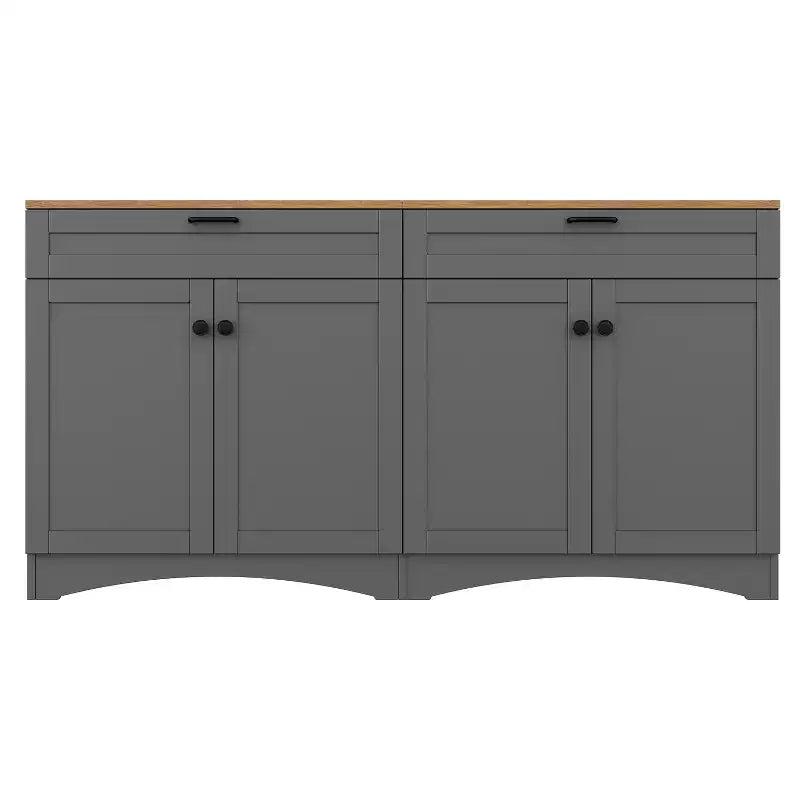 Meuble TV de ferme avec 2 tiroirs pour téléviseurs jusqu'à 70 pouces, buffet polyvalent en grain de bois, meuble de rangement de style Mid-Century