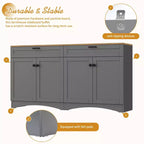 Meuble TV de ferme avec 2 tiroirs pour téléviseurs jusqu'à 70 pouces, buffet polyvalent en grain de bois, meuble de rangement de style Mid-Century