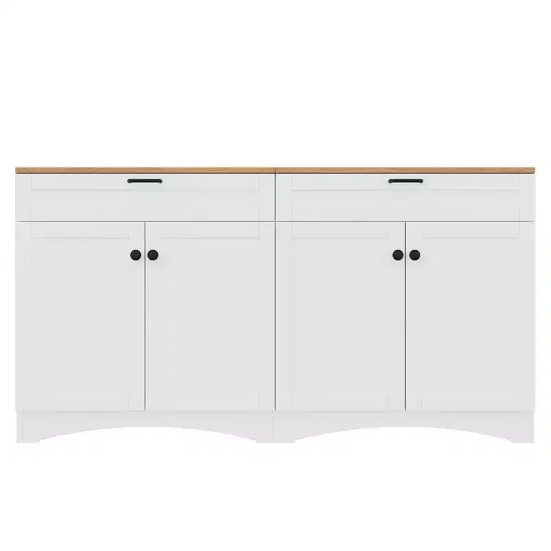 Meuble TV de ferme avec 2 tiroirs pour téléviseurs jusqu'à 70 pouces, buffet polyvalent en grain de bois, meuble de rangement de style Mid-Century