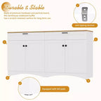 Meuble TV de ferme avec 2 tiroirs pour téléviseurs jusqu'à 70 pouces, buffet polyvalent en grain de bois, meuble de rangement de style Mid-Century