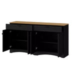 Meuble TV de ferme avec 2 tiroirs pour téléviseurs jusqu'à 70 pouces, buffet polyvalent en grain de bois, meuble de rangement de style Mid-Century