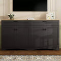 CLIHOME Farmhouse TV Stand with 2 Drawers for TVs Up to 70, Versatile Wood Grain Sideboard, Mid-Century Buffet Cabinet