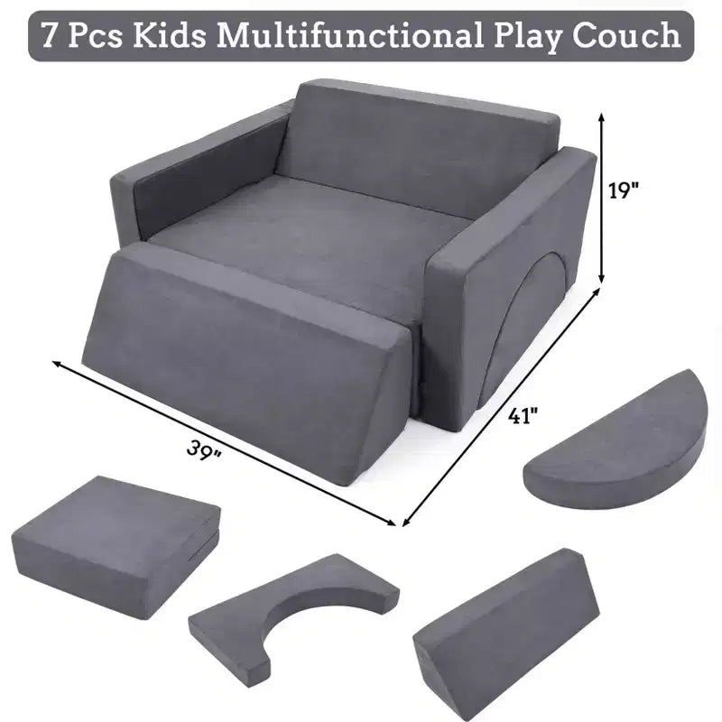 Canapé pour enfants, canapé de jeu modulaire pour tout-petits - Convertible multifonctionnel pour salle de jeux ou chambre d'enfant