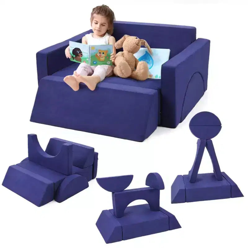 Kids Couch, Modular Play Sofa Toddler Couch - Multifunctional Convertible Play Set for Playroom Nursery