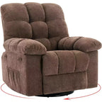 Fauteuil inclinable pivotant à 360° pour salon, fauteuil de nurserie planeur en tissu rembourré avec poches latérales pour petits espaces (marron)