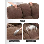 Fauteuil inclinable pivotant à 360° pour salon, fauteuil de nurserie planeur en tissu rembourré avec poches latérales pour petits espaces (marron)