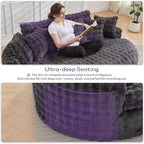Canapé rond surdimensionné de 83 pouces, canapé-lit moelleux avec 6 oreillers, chaise longue ronde pour chambre à coucher, salon