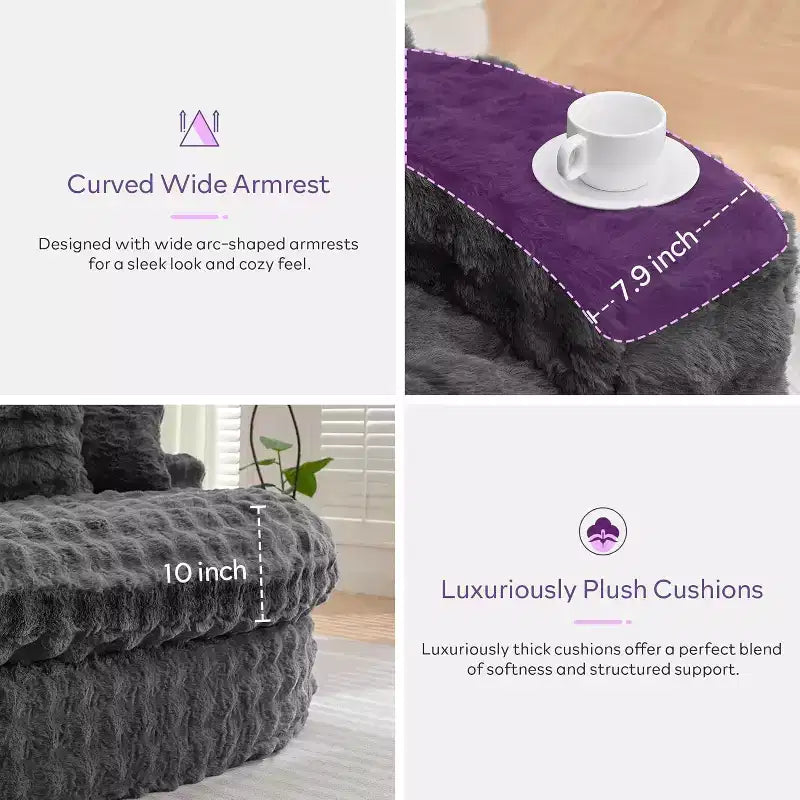 Canapé rond surdimensionné de 83 pouces, canapé-lit moelleux avec 6 oreillers, chaise longue ronde pour chambre à coucher, salon